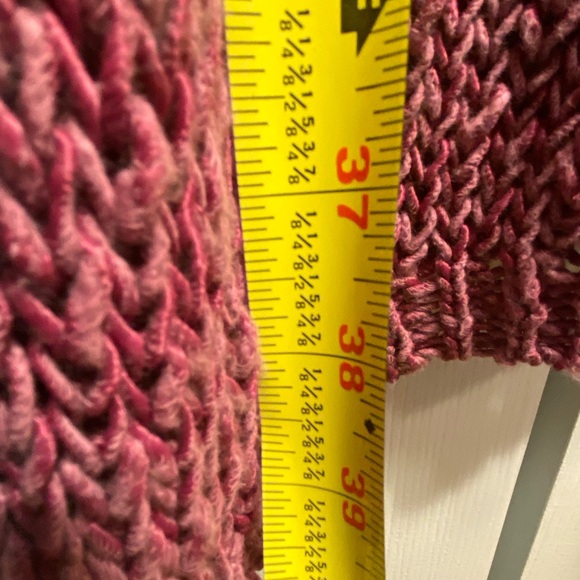 NWT Free People Pointelle Asymmetrical Knit Sweater Purple Oversized Small $120 - Picture 11 of 13